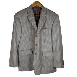 Lauren Ralph Lauren Mens Houndstooth Plaid Blazer Sport Coat Sz 40S Silk Wool